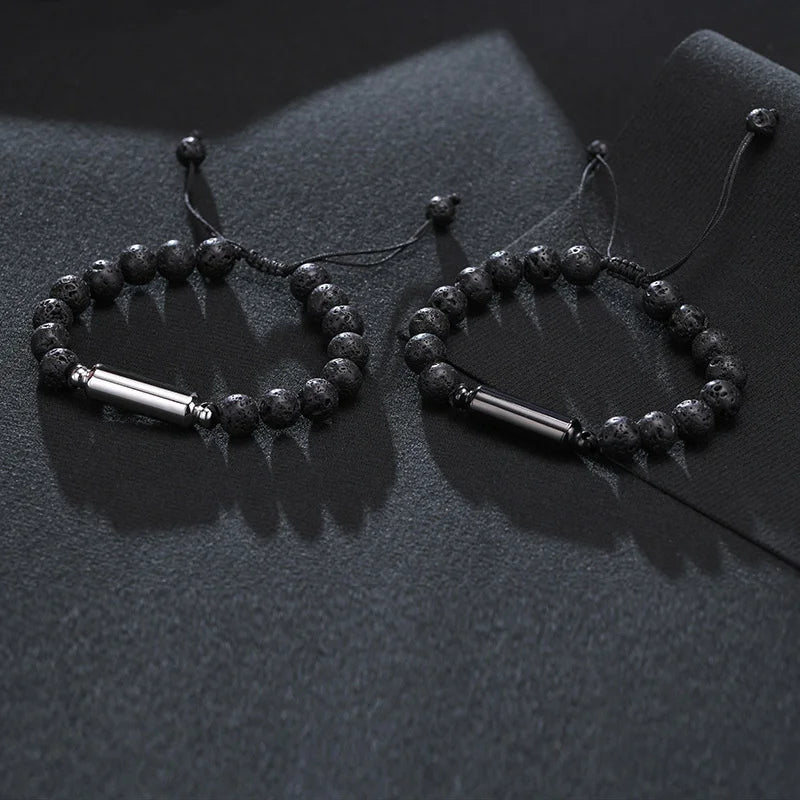 Lavastein-Perlen Urnenarmband
