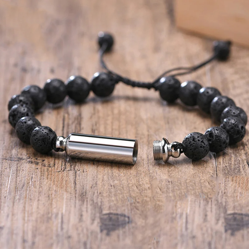 Lavastein-Perlen Urnenarmband